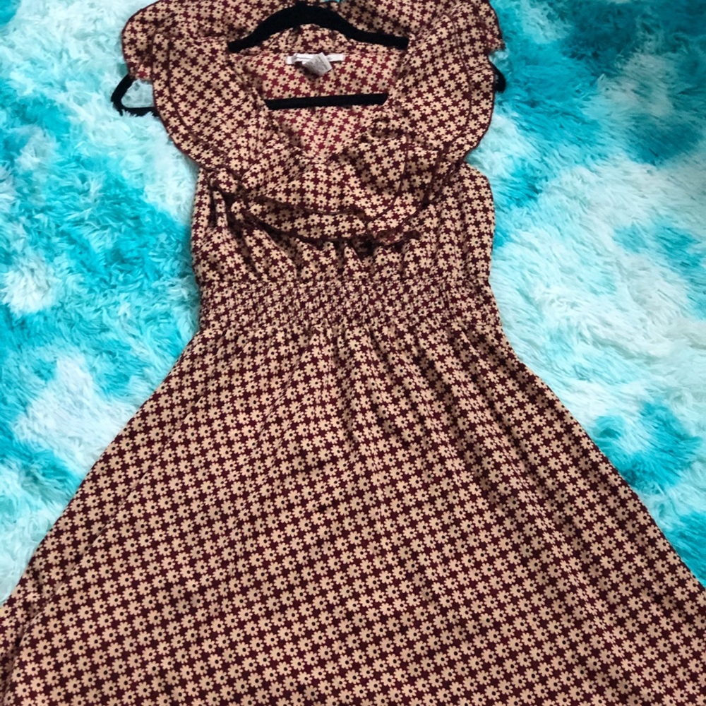 Burgundy V neck dress
